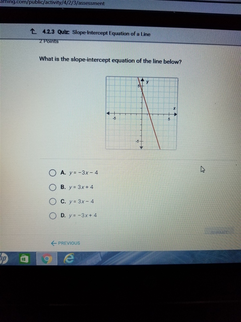 What is the slope-intercept equation for the line below?-example-1