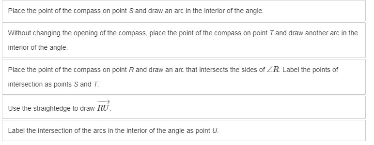 What are the steps for using a compass and straightedge to construct the bisector-example-1