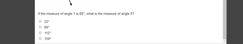 If the measure of angle 1 is 68°, what is the measure of angle 5?-example-2