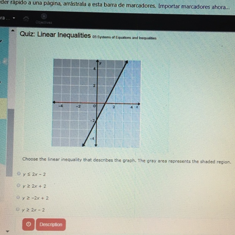 Choose the linear inequality that describes the graph.The gray area represents the-example-1