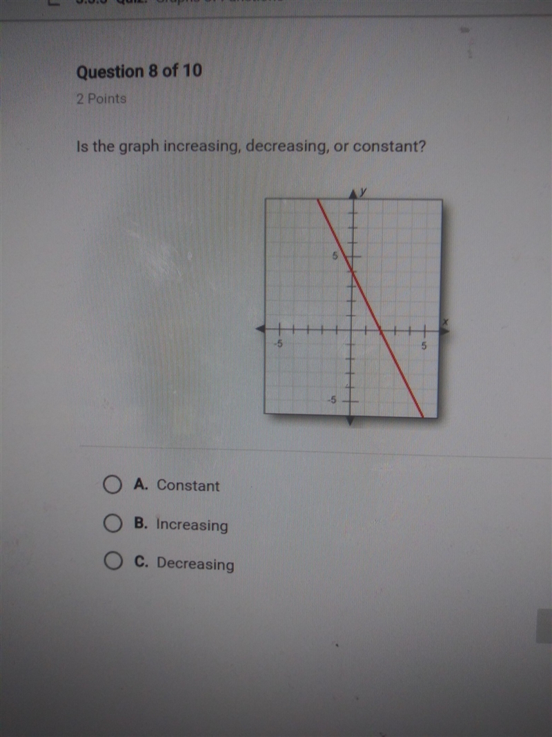 Is the graph increasing, decreasing, or contrast?-example-1