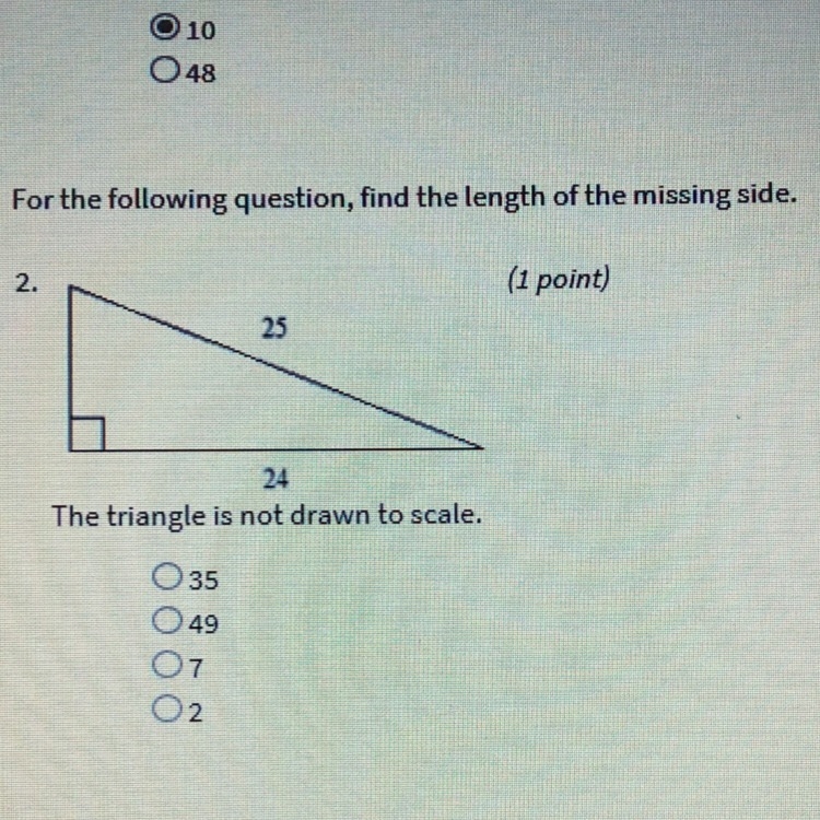 Find the length of the missing side-example-1