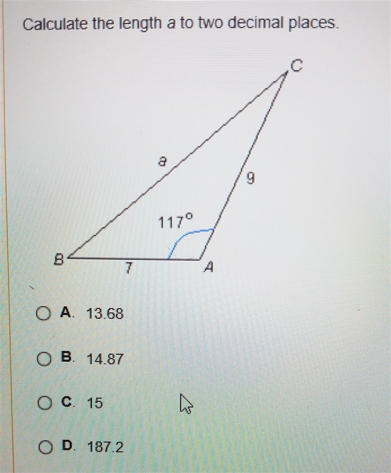 Help me people who know Trigonometry only! calculate the length a to two decimal places-example-1