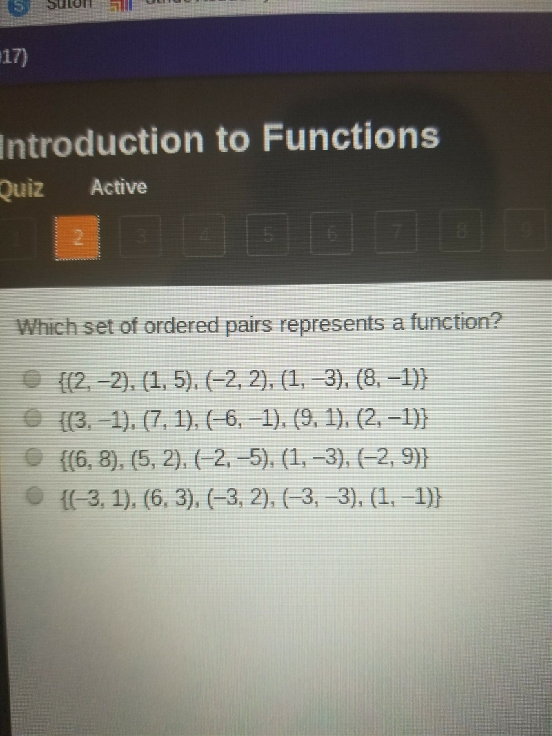 Which set of ordered pairs represents a function-example-1