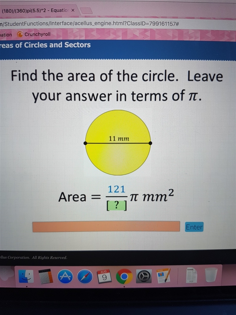 Find the area of the circle.-example-1