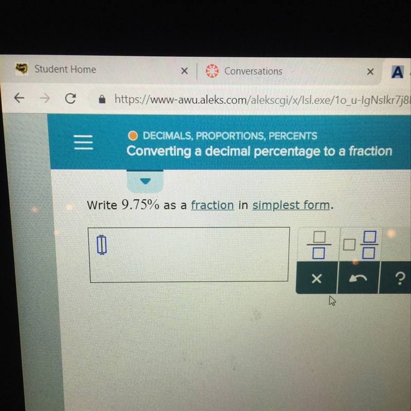 Write 9.75% as a fraction in simplest form-example-1