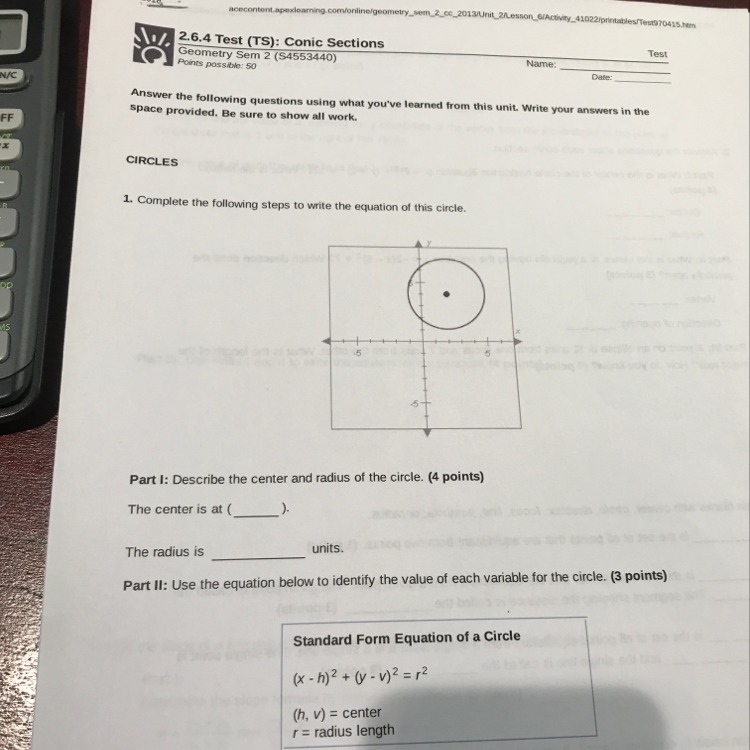 Complete the following steps to write the equation of the circle-example-1