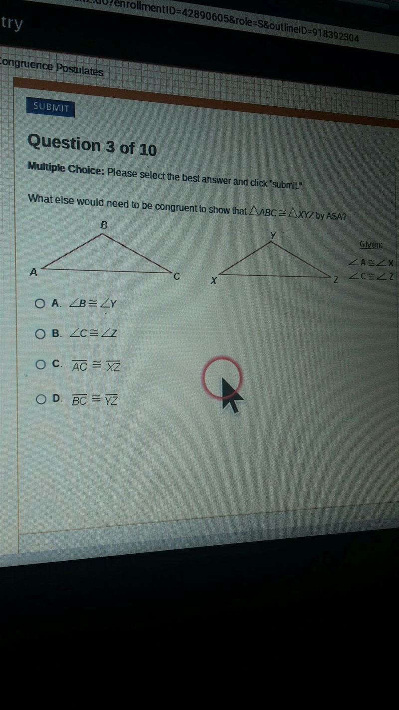 What elese would need to be congruent ?-example-1