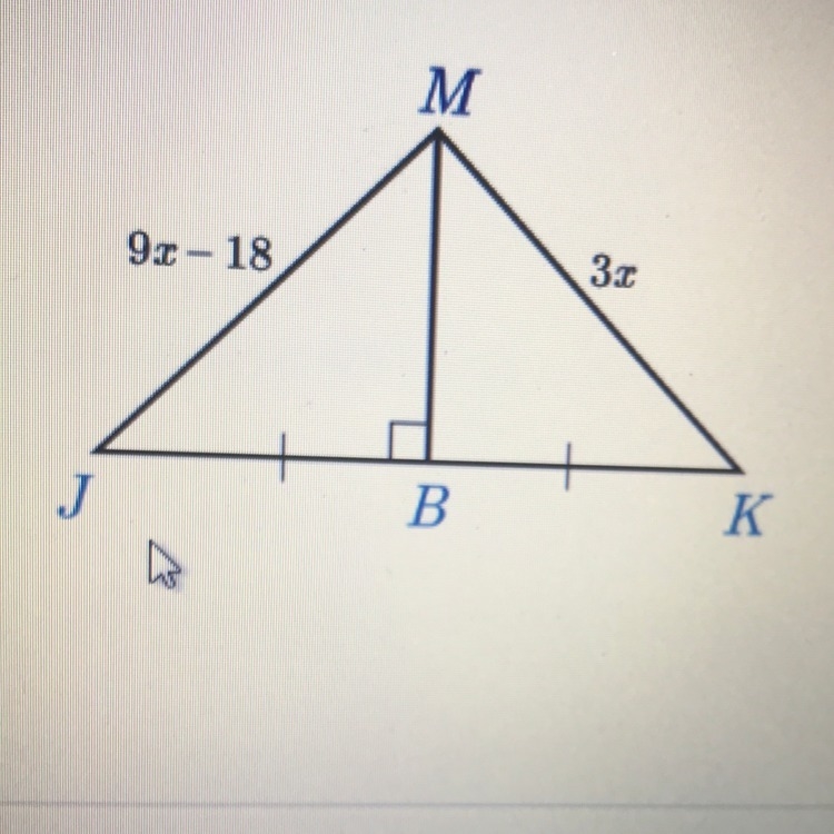 What is the value of x? A. X=3 B. X=18 C. X=30 D. X=9 Find JM in the previous item-example-1