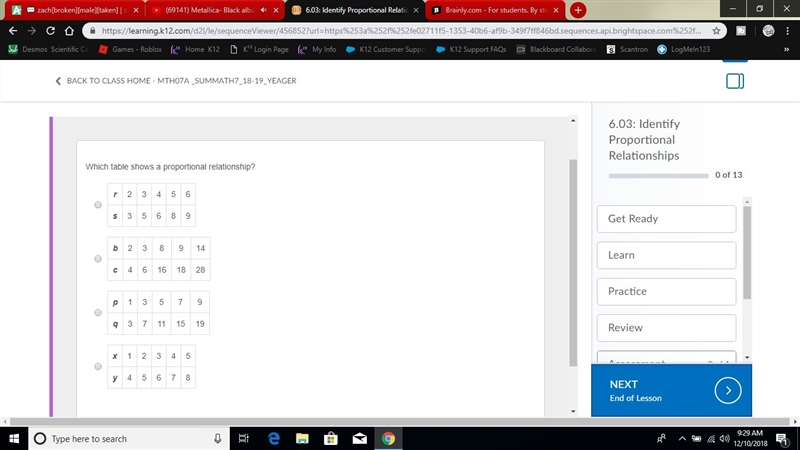 Which table shows a proportional relationship?-example-1