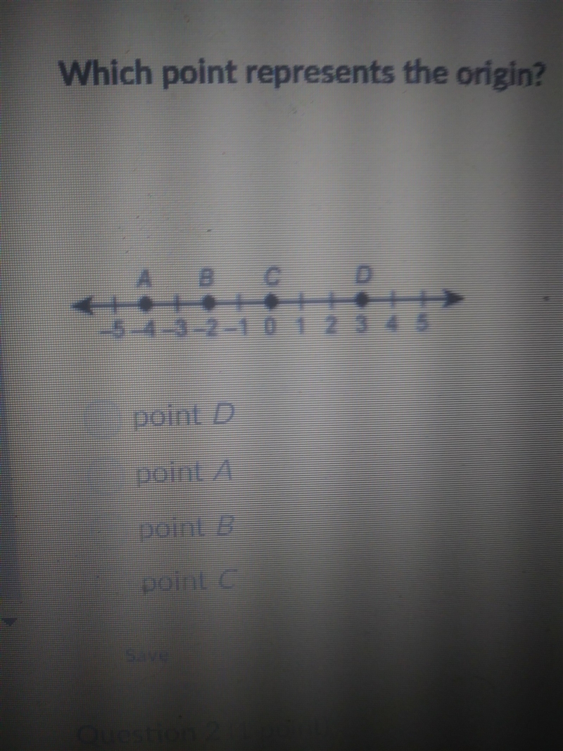 Which point represents the origin?-example-1