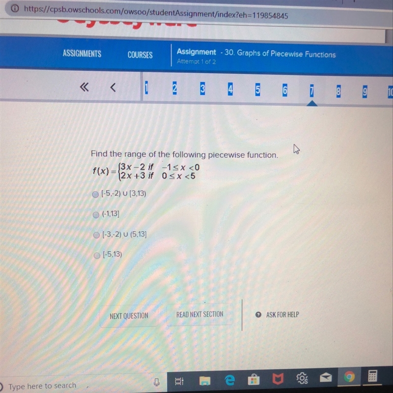 Find the range of the following peicewise function-example-1