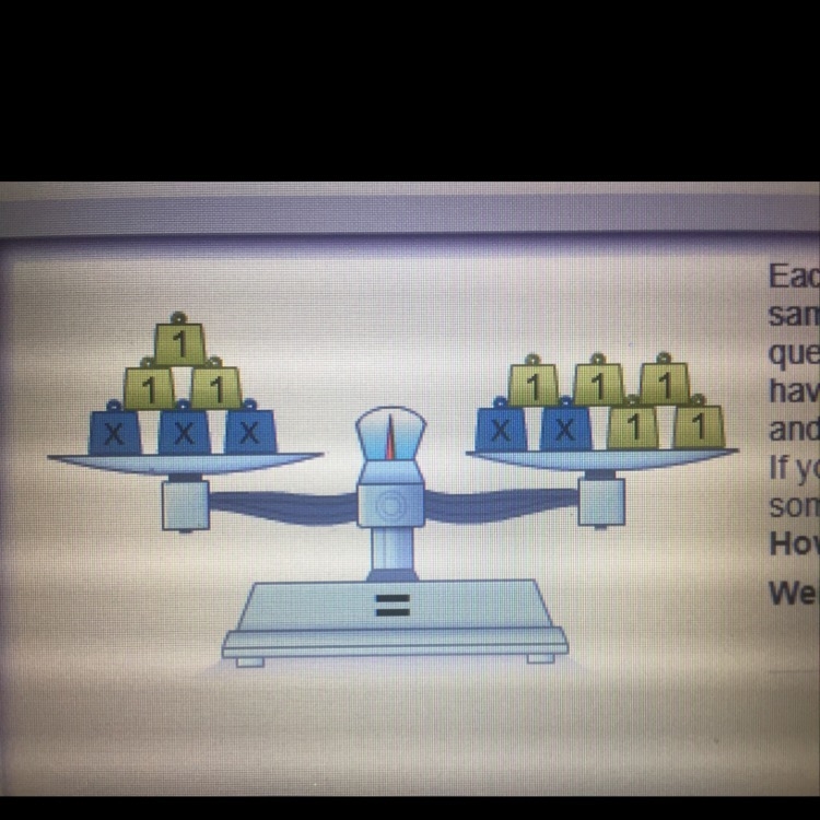 Each x block shown on the scale has the same weight. See if you can answer the question-example-1