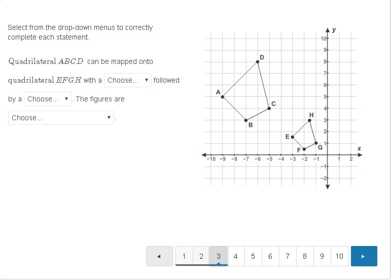 Select from the drop-down menus to correctly complete each statement. Quadrilateral-example-1