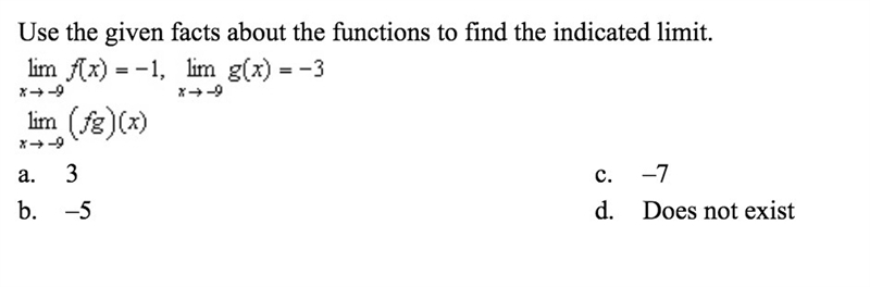 Use the given facts about the functions to find the indicated limit.-example-1