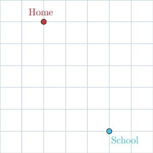 Hannah places her home on a grid so that each unit square on the grid equates to 11 mile-example-1