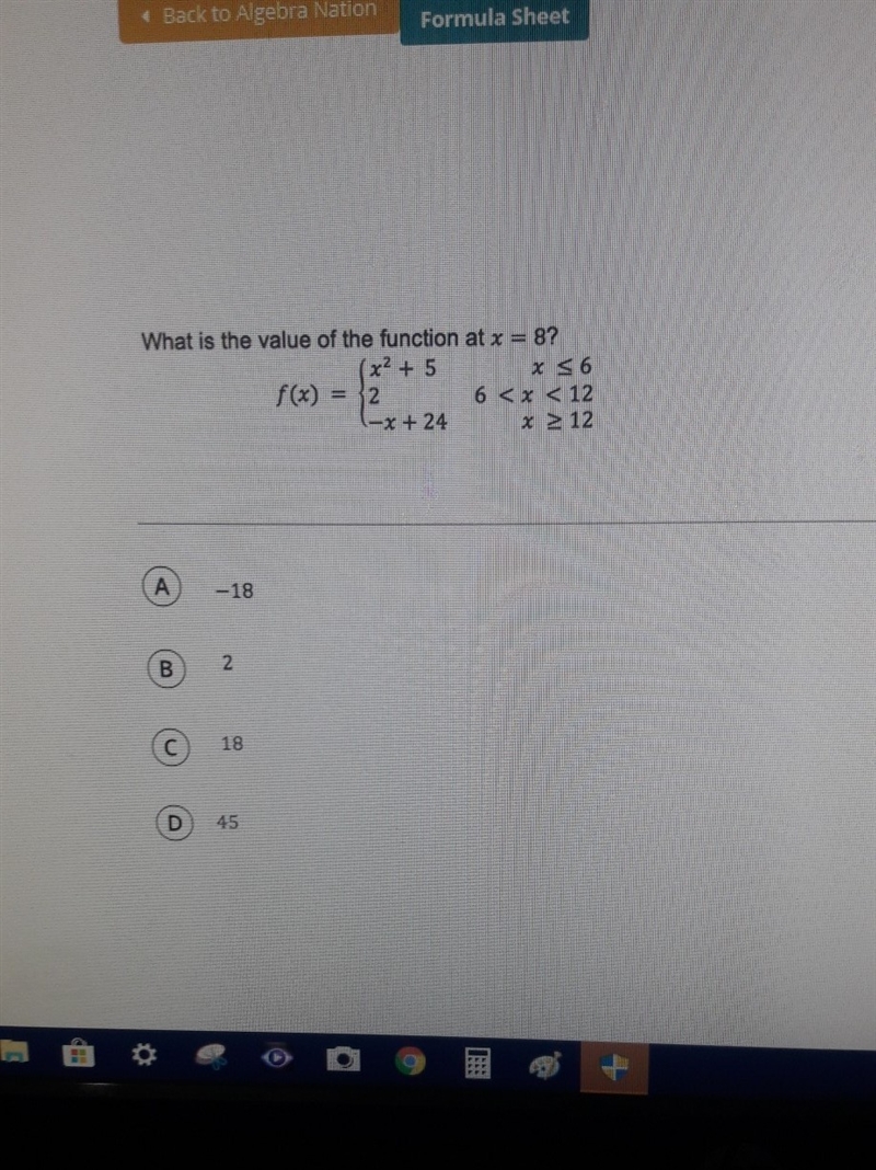 What is the value of the function at x=8 ?-example-1