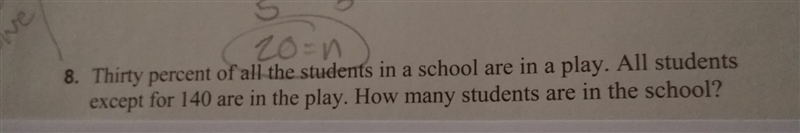 thirty percent of all the students in a school are in a play. all students exept for-example-1