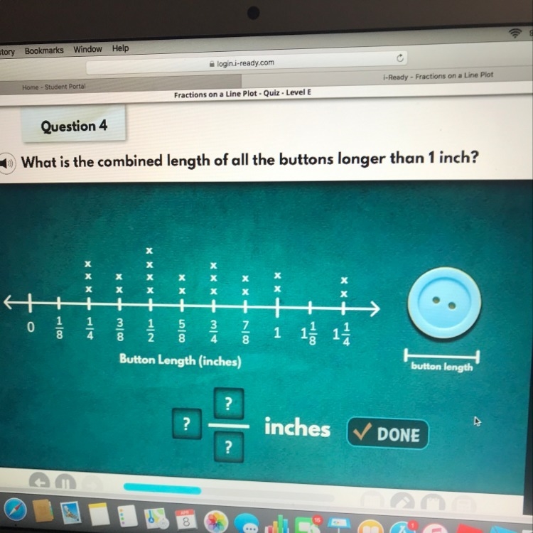 What is the combined length of all the buttons longer than 1 inch?-example-1