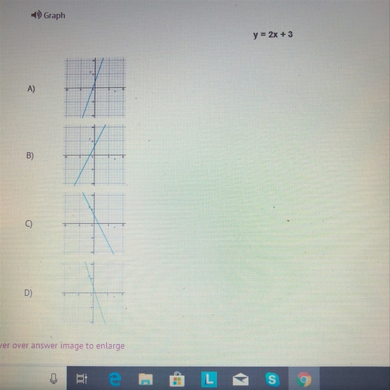 Graph y = 2x + 3 Choose one multiple choice answer !!!-example-1