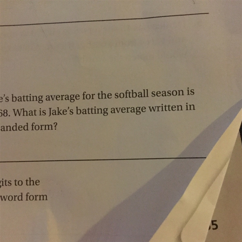 Jakes batting average for softball season is 0.368 what is Jake’s batting average-example-1