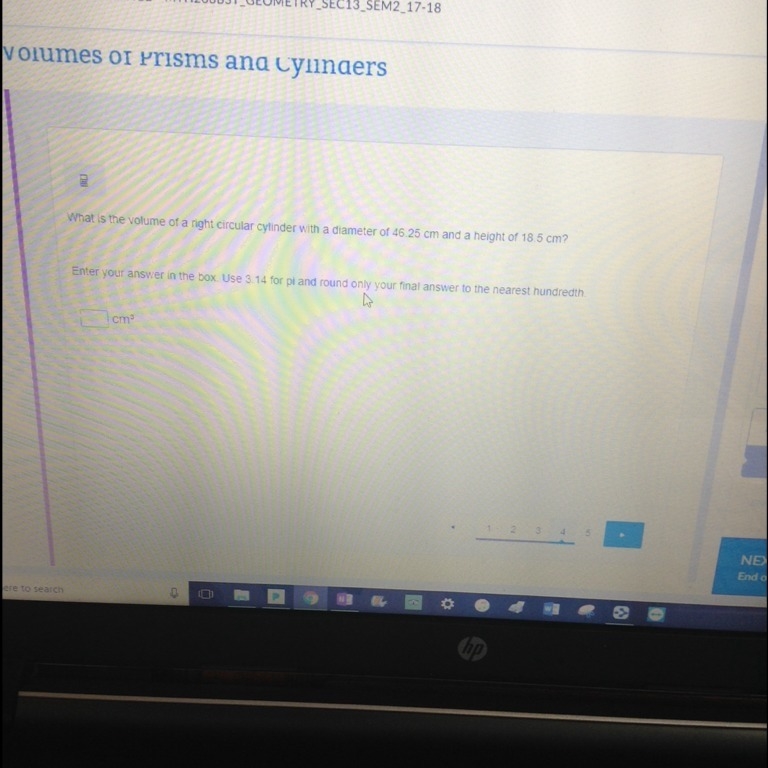 What is the volume of a right circular cylinder with a diameter at 46.25 cm and a-example-1