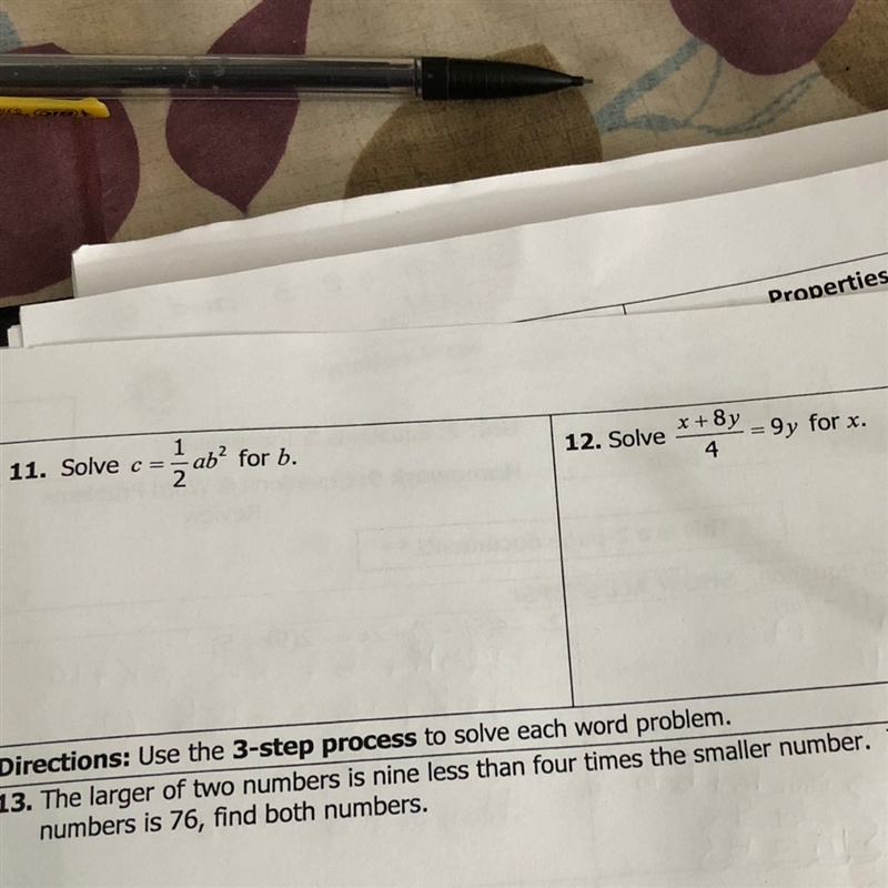 Can you guys help me With the number 11 and 12 ? Please Solve the equations-example-1