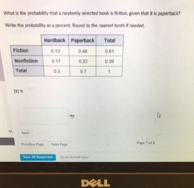 What is the probability that a randomly selected book is fiction, given that is a-example-1