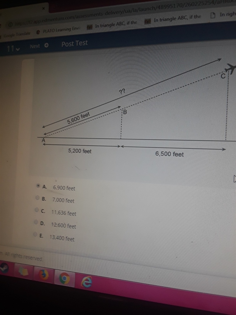 A small airplane takes off from point A and continues to climb upward in a straight-example-1