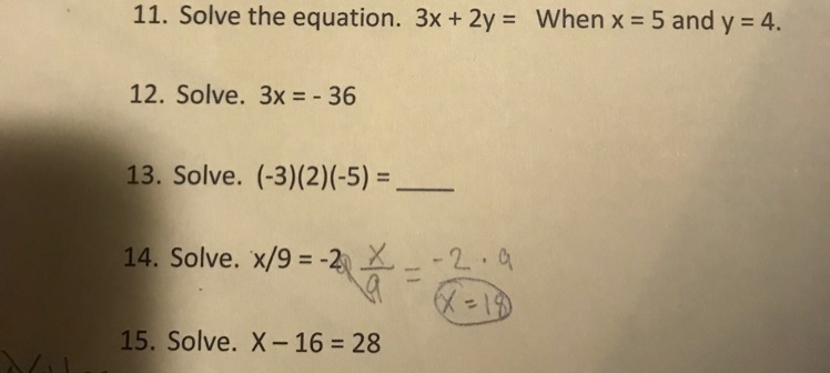 (Picture Included) 20 points - can someone solve 11, 12, 13, and 15?-example-1