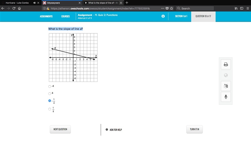 What is the slope of line a?-example-1