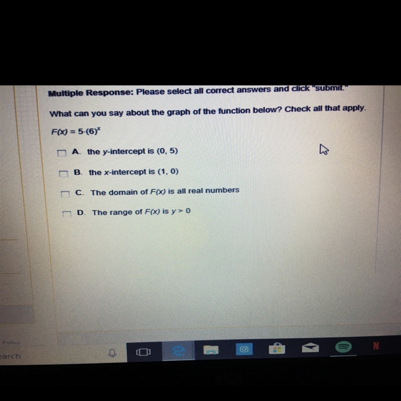 What can you say about the graph of the function below? please help-example-1