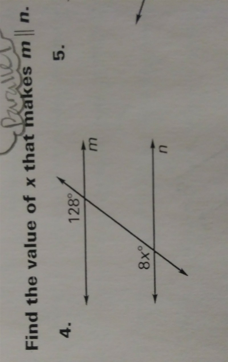 How to find the value of x that makes m parallel to n.-example-1