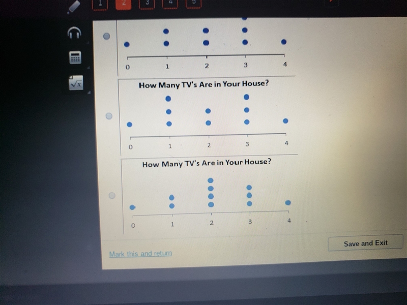 Which dot plot three TVs in two houses-example-1