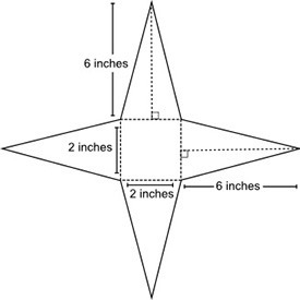 The net of a square pyramid is shown below: What is the surface area of the solid-example-1