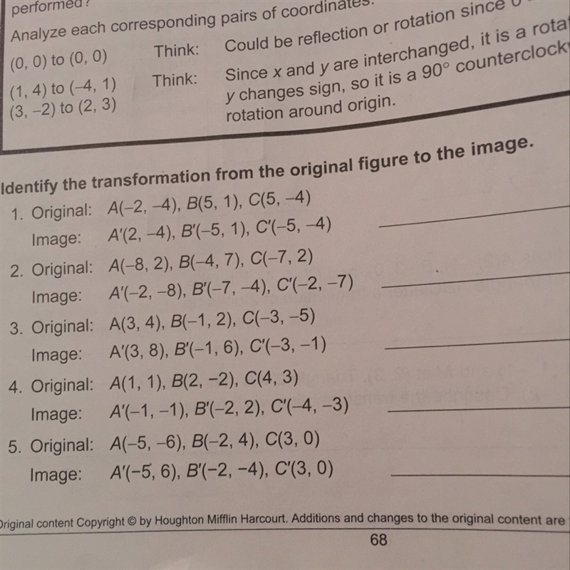 8th grade: identify the transformation from the original figure to the image-example-1