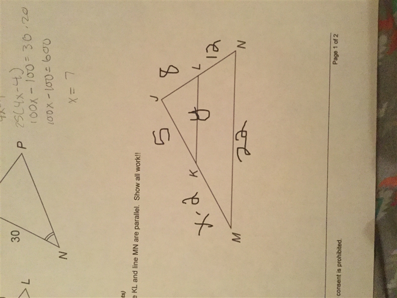 Find x and y, given that line KL and line MN are parallel. Please show how you got-example-1