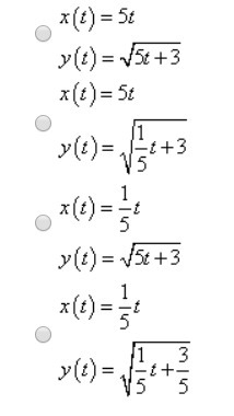 Which set of parametric equations represents the following function y=square root-example-1