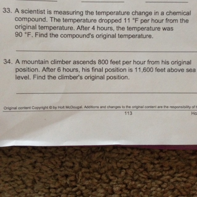 33. A scientist is measuring the temperature change in a chemical compound. The temperature-example-1