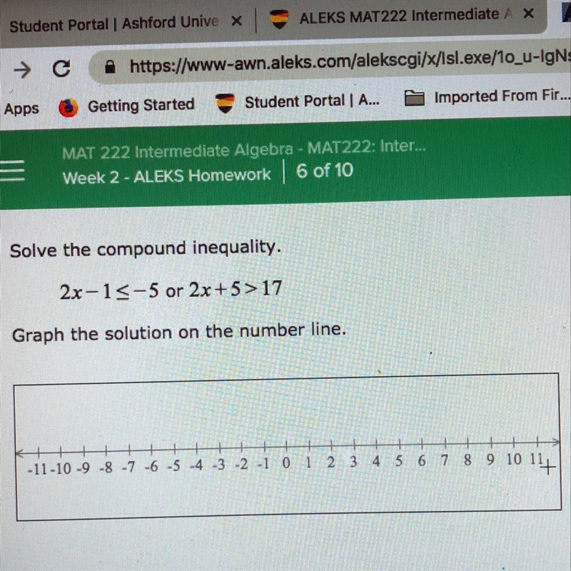 Solve the compound inequality 2x-1-example-1