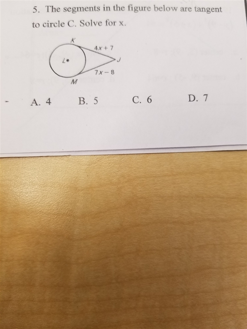 The segments in the figure below are tangent to circle C. solve for x-example-1