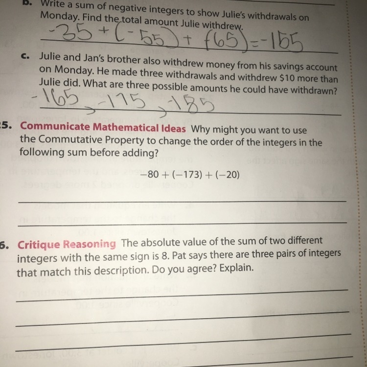 Communicate mathematical ideas why might you want to use the commutative property-example-1