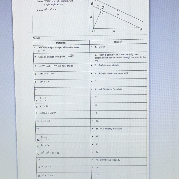 GEOMETRY PROOF HELP! I need help with the rest of the blanks in the picture. Given-example-1