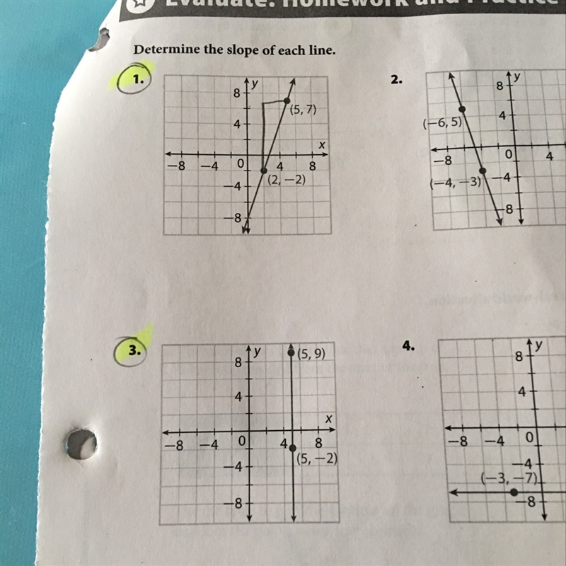 Can you answer #1 and #3 please (find the slope) ASAP-example-1