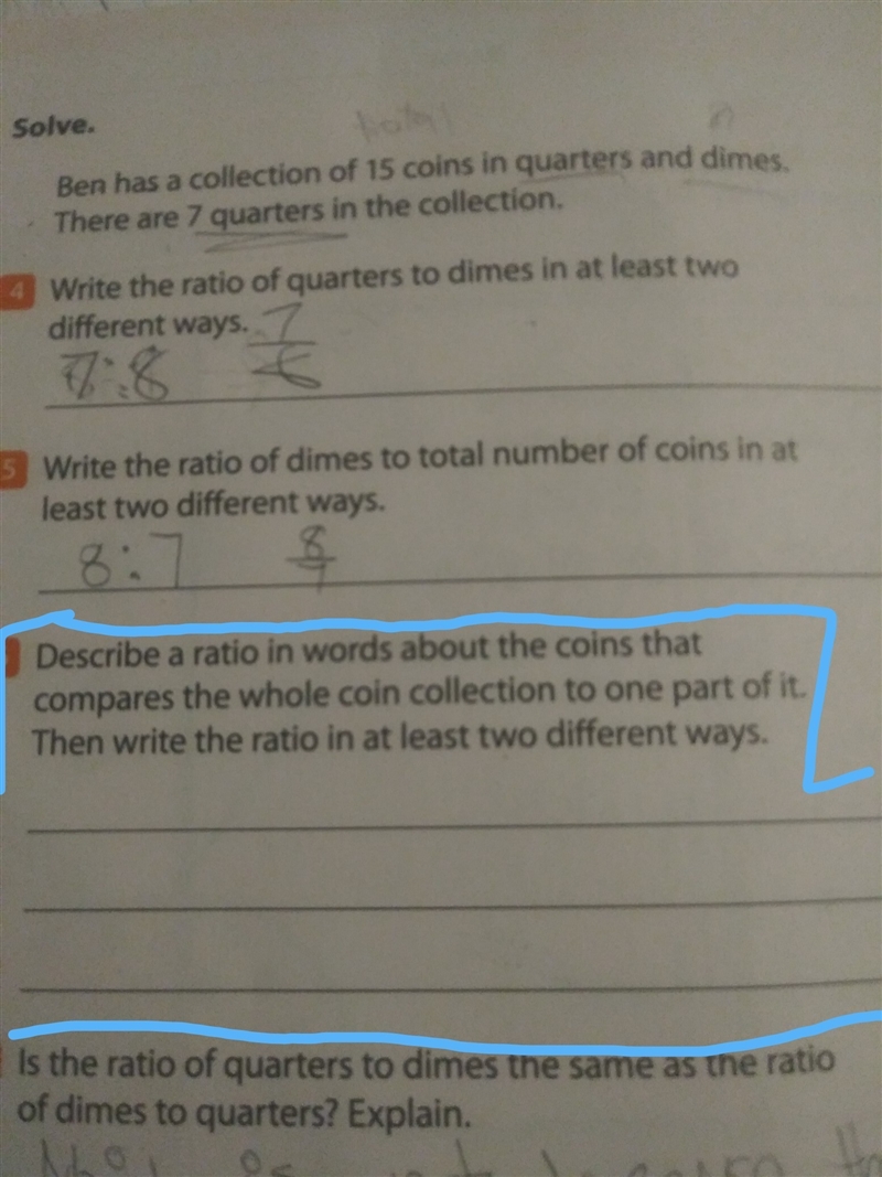 describe a ratio in words about the coins that compares the whole coin collection-example-1