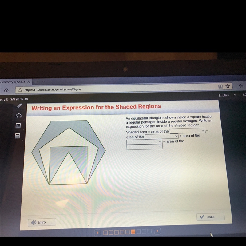 an equilateral triangle is shown inside a square inside a regular pentagon inside-example-1