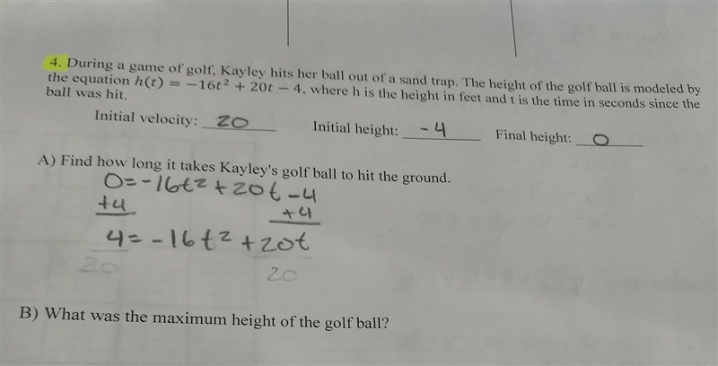 vertical motion equation... i got stuck, what do I do after that, and plz double check-example-1