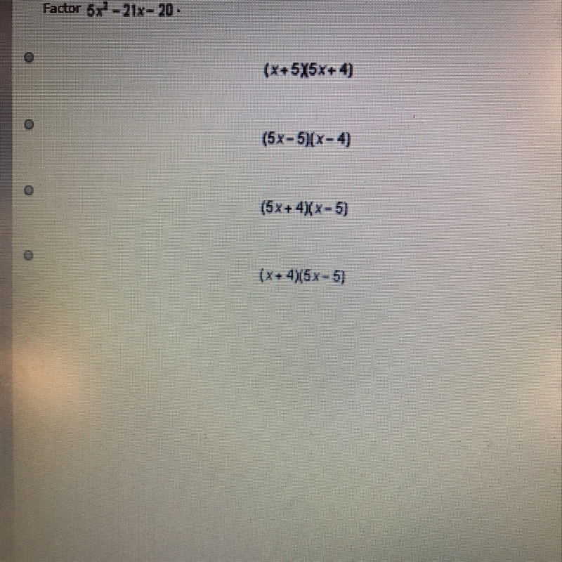 Factor 5x2-21x-20 , thank you for your help!!!-example-1