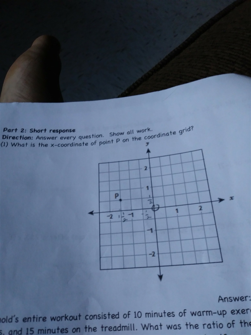 What is the x-corrdinate of point p on the coordinate drid-example-1