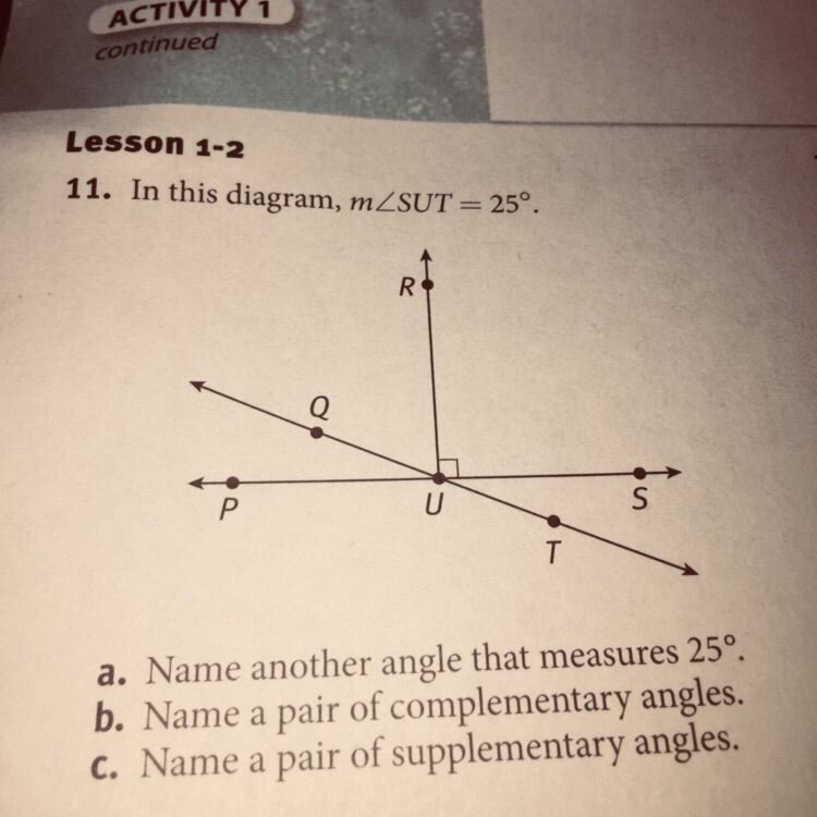 What are the supplementary angles in the diagram?-example-1